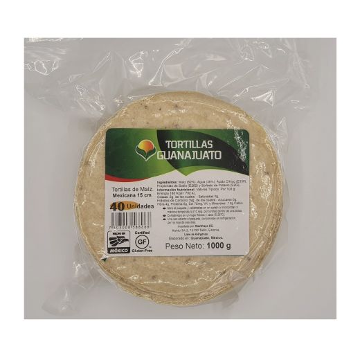 Guanajuato Tortilla White Corn 15cm 1kg (pack of 40)