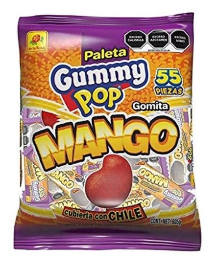 De la Rosa Paleta Gummy Pop Mango 11g (Bag of 55) 505g - Val24